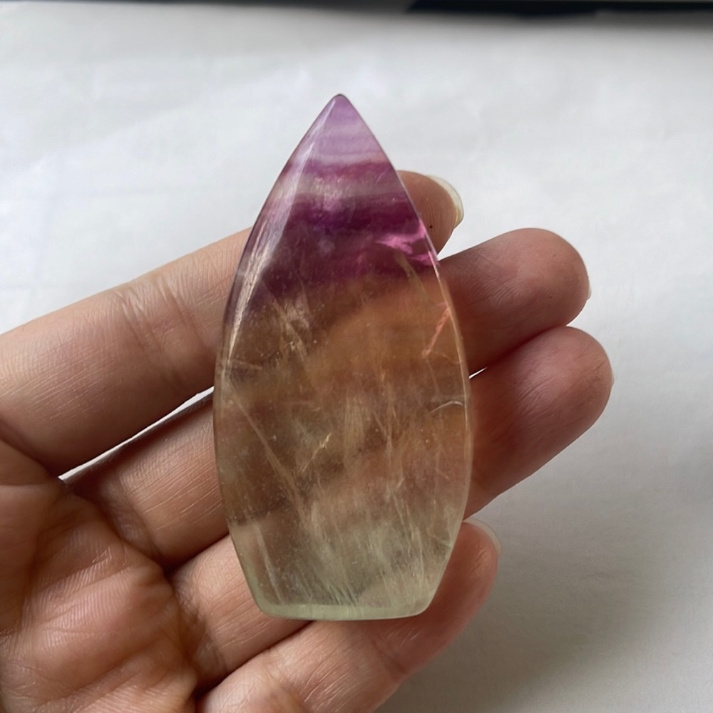 Rainbow fluorite freeform crystal